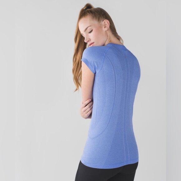 Lululemon Swiftly Tech Run Short Sleeve Shirt Heathered Lullaby blue sz 6 Small - Picture 2 of 9